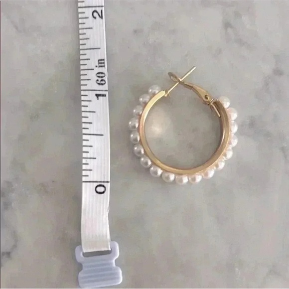 Macy’s Elegant Pearl Hoop Earrings - Picture 3 of 3